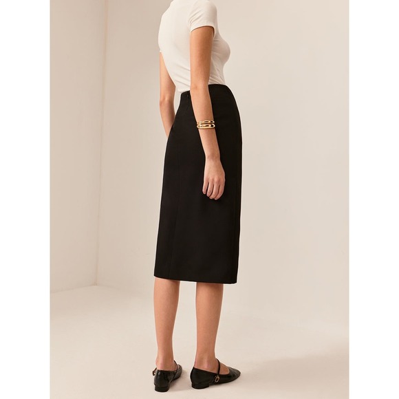 Commense Metal-Detail Split Midi Skirt Black size L - Picture 4 of 12